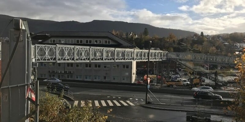 Fjøsangerveien (E39) midllertidige Gangbro, Bergen